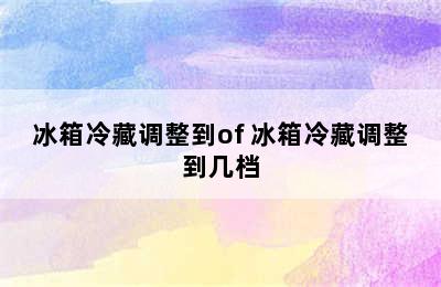 冰箱冷藏调整到of 冰箱冷藏调整到几档